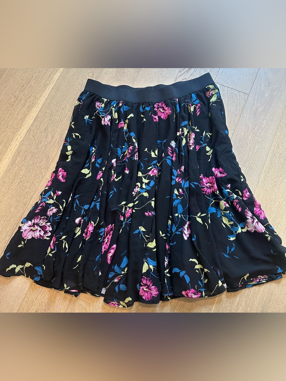 torrid Black Floral Circle Skirt with Pink & Blue Blooms